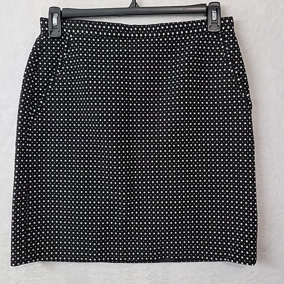 NWT Anne Klein Straight Pencil Skirt Black Geometric Pattern Women's Size 8 - Picture 2 of 16